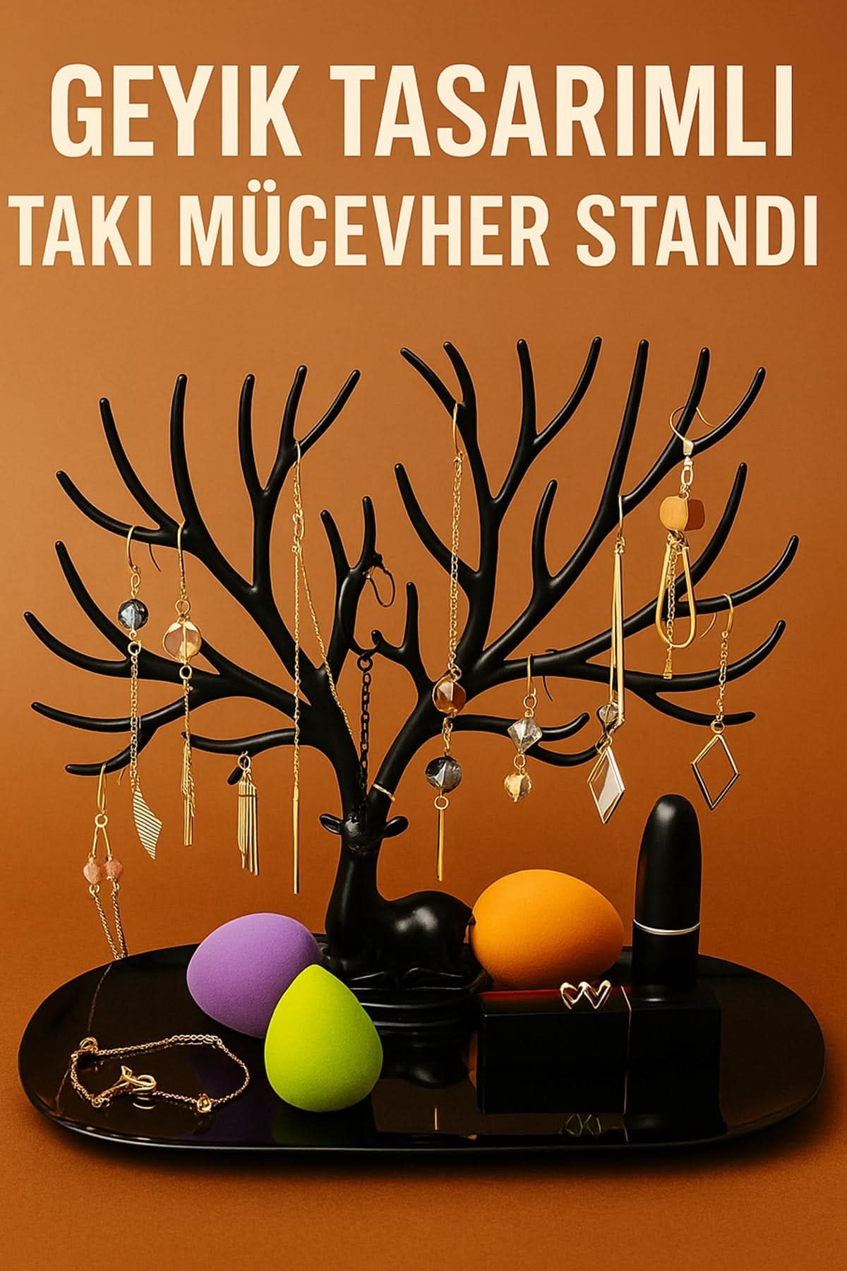💍SİYAH GEYİK TASARIMLI TAKI MÜCEVHER STANDI - dibidip