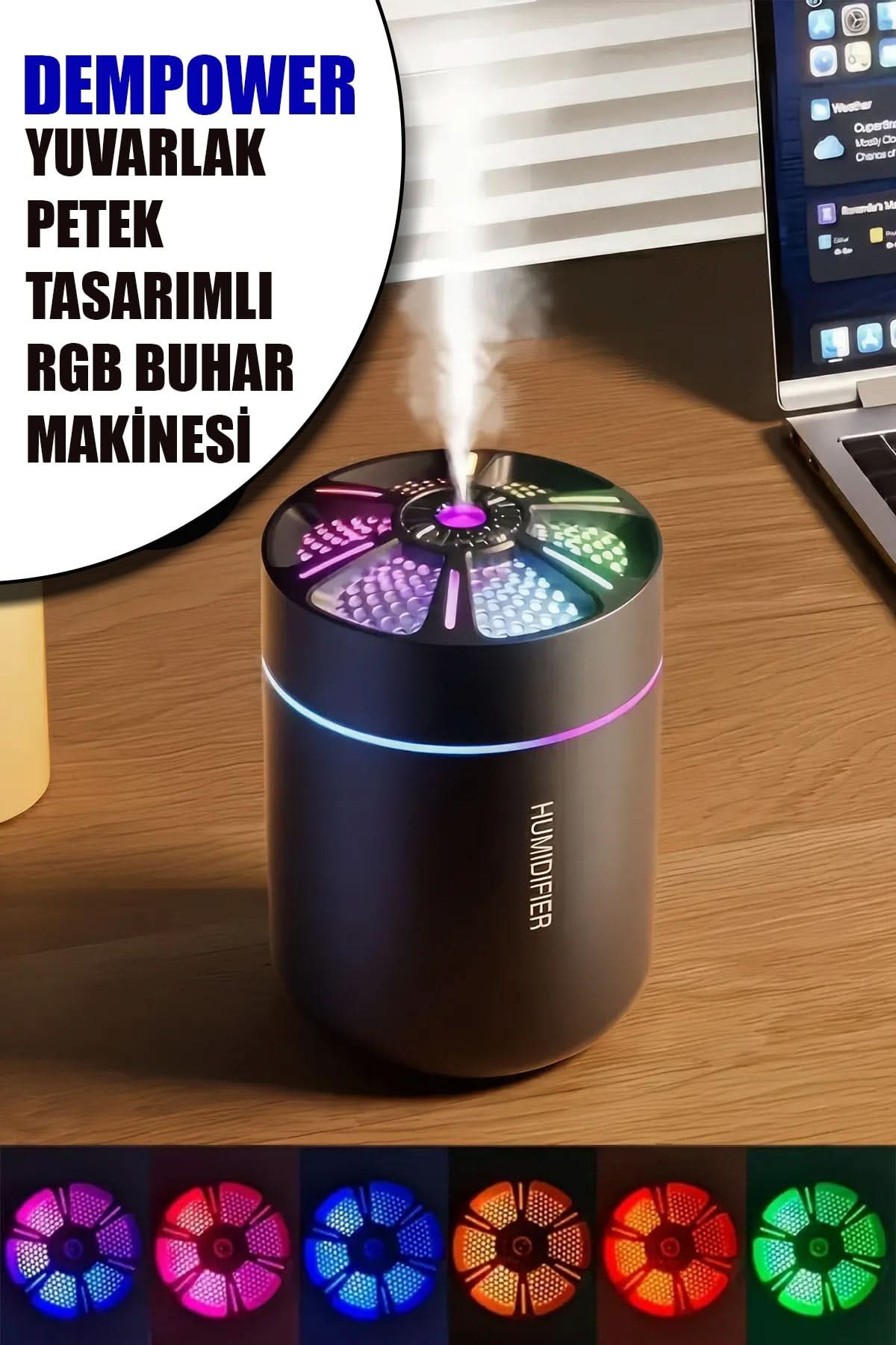 🌈YUVARLAK RGB BUHAR MAKİNESİ - dibidip