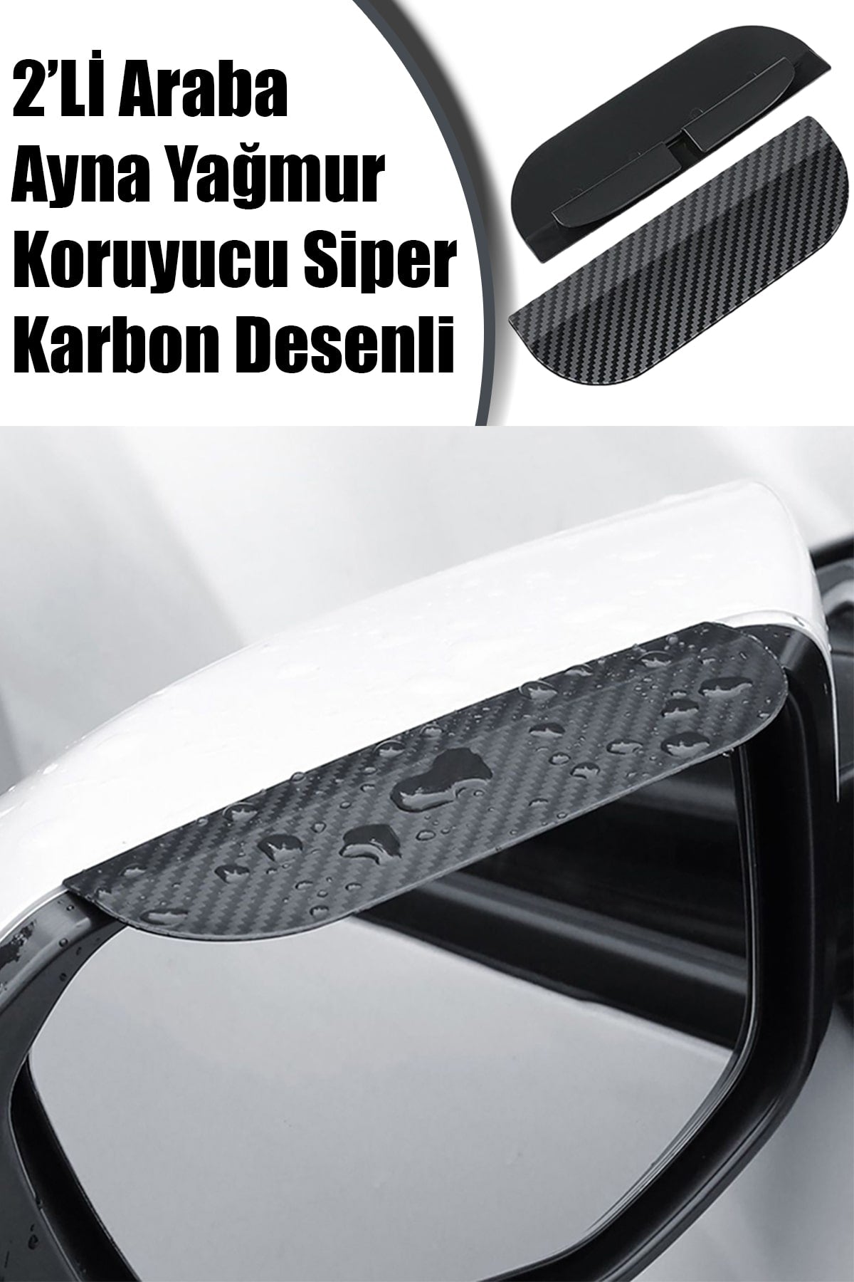 💧2'Lİ KARBON DESENLİ AYNA YAĞMUR KORUYUCU - dibidip