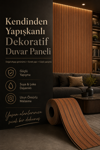 Kendinden Yapışkanlı Isı Ses Yalıtımlı 3D Ahşap Dokulu Duvar Paneli 30x275 cm-0,85 m²