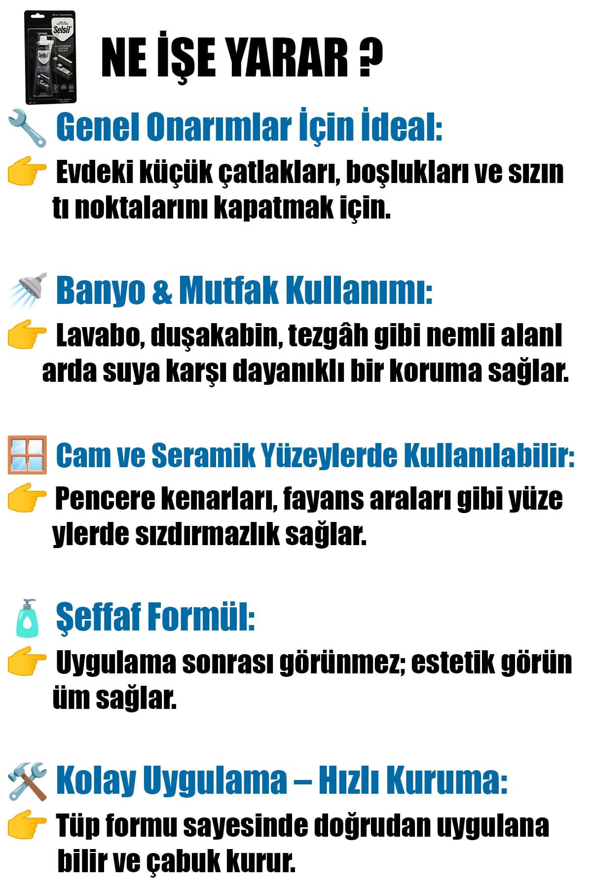 🛠️SELSİL-2550 ŞEFFAF GENEL AMAÇLI TÜP SİLİKON - dibidip