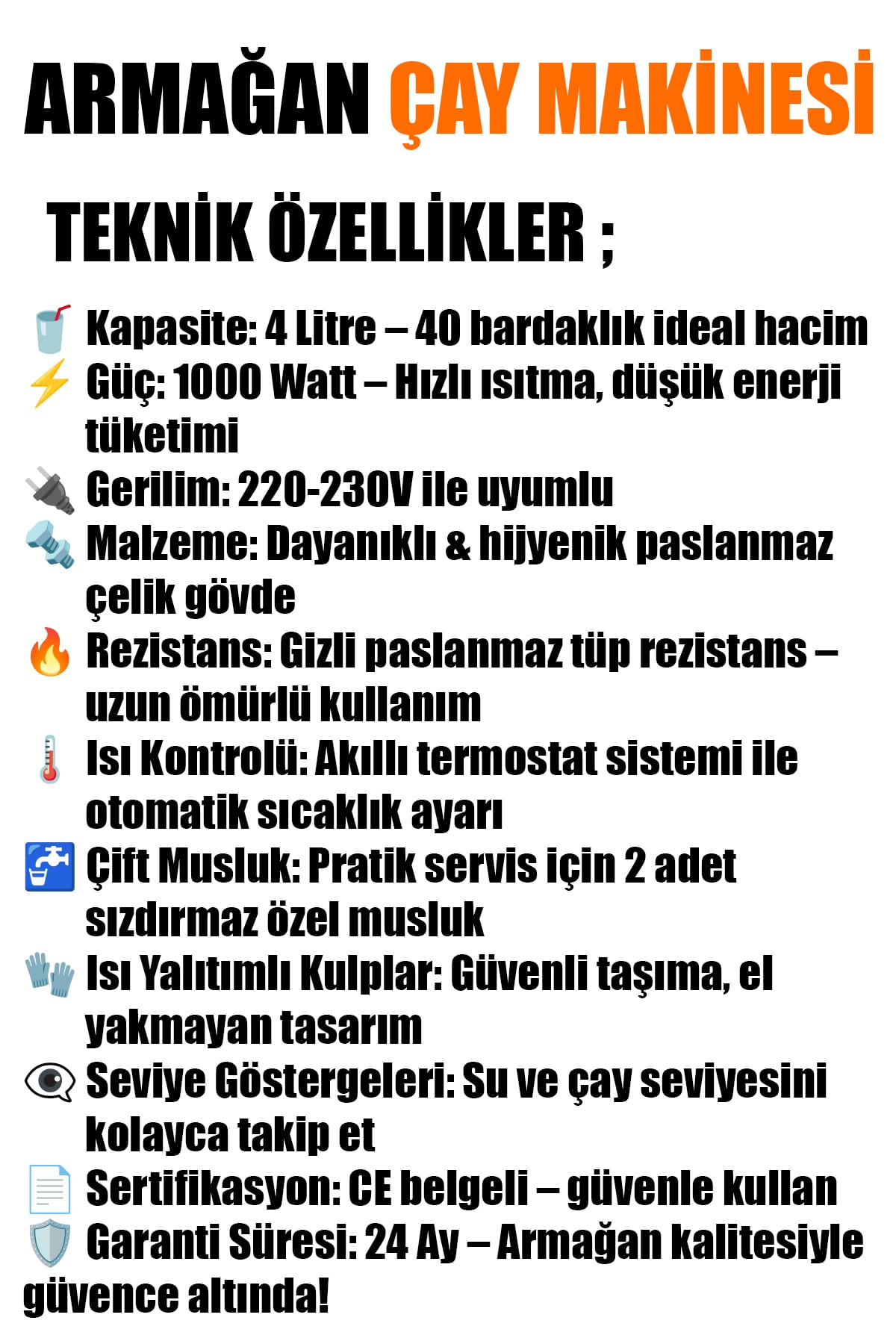 🥤ARMAĞAN 40 BARDAKLIK ELEKTRİKLİ SEMAVER - dibidip