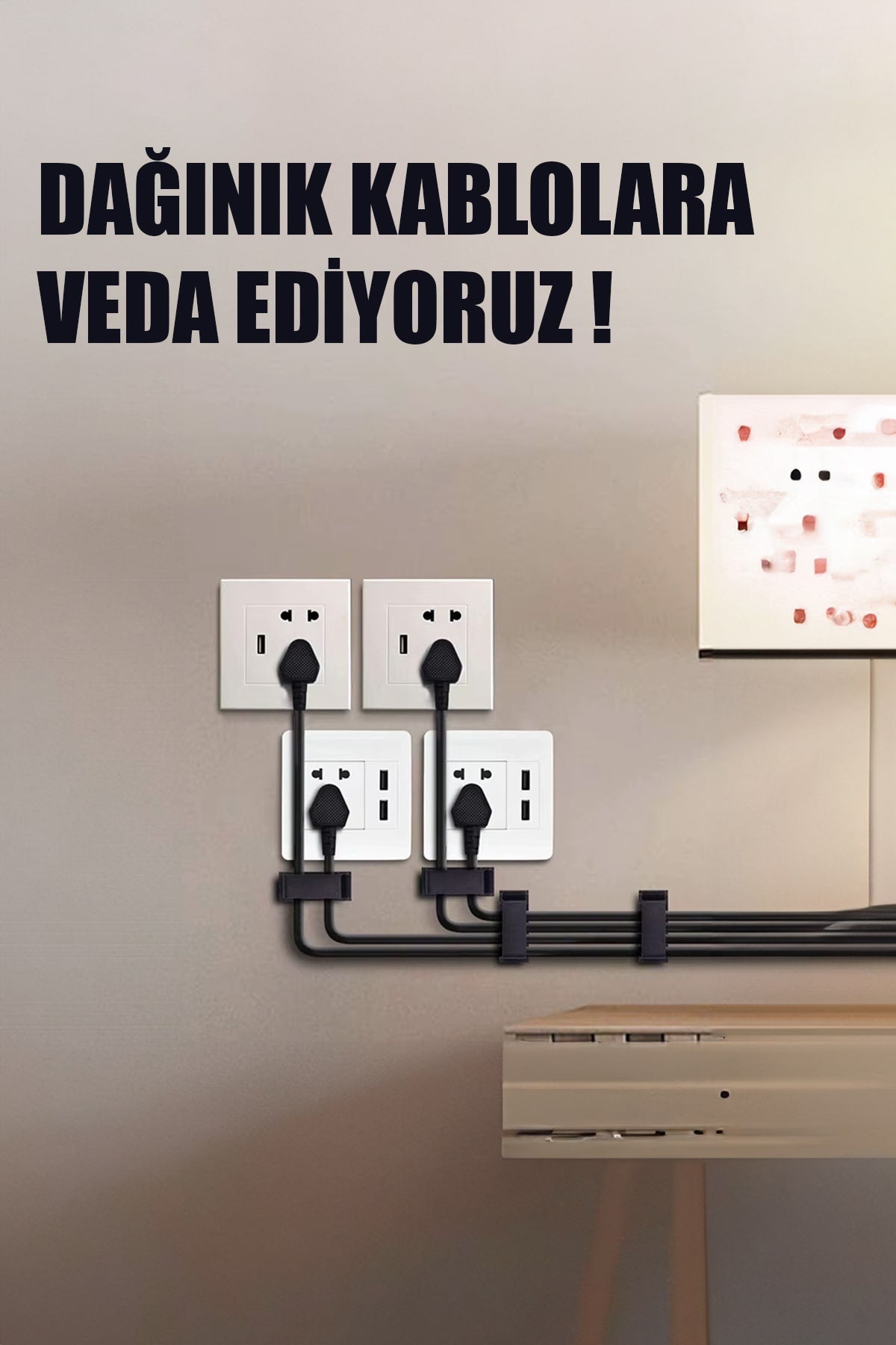 🔌YAPIŞKANLI KABLO DÜZENLEYİCİ KLİPS 4'LÜ SET - dibidip