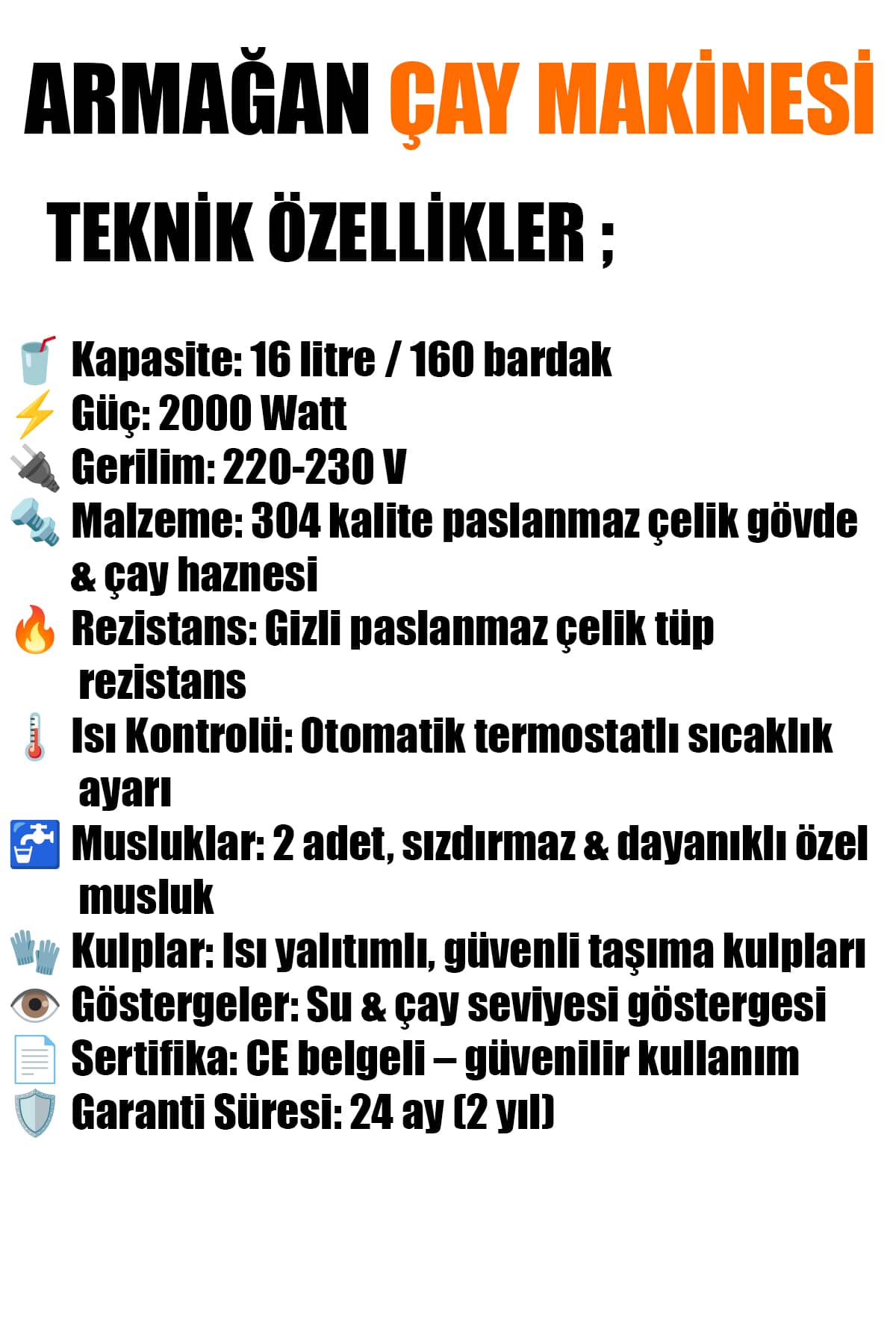 🥤ARMAĞAN 160 BARDAKLIK ELEKTRİKLİ SEMAVER - dibidip