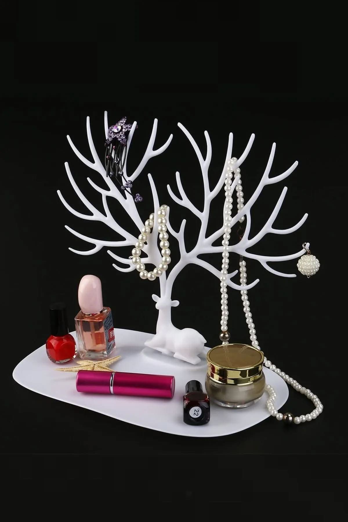 💍BEYAZ GEYİK TASARIMLI TAKI MÜCEVHER STANDI - dibidip