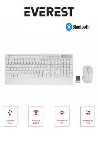 EVEREST BEYAZ KABLOSUZ KLAVYE & MOUSE SETİ