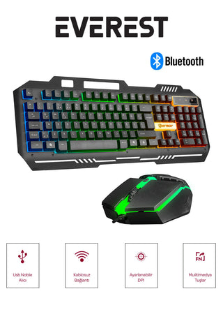 GÖKKUŞAĞI IŞIKLI USB KABLOLU KLAVYE & MOUSE SETİ