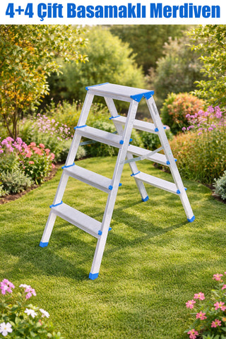 4+4 ÇİFT BASAMAKLI METAL MERDİVEN