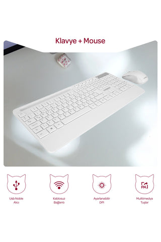 EVEREST BEYAZ KABLOSUZ KLAVYE & MOUSE SETİ