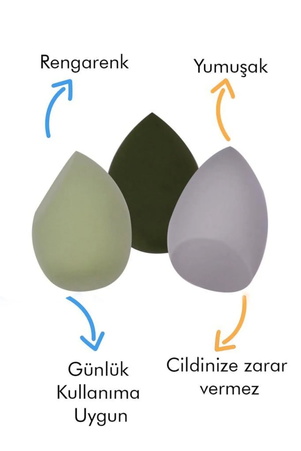 🫧3 LÜ STANDLI YEŞİL MAKYAJ SÜNGER SETİ - dibidip