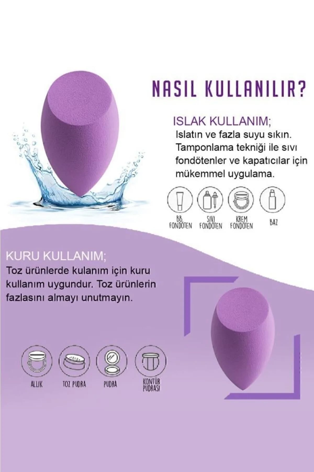 💜4 LÜ STANDLI MOR MAKYAJ SÜNGER SETİ - dibidip