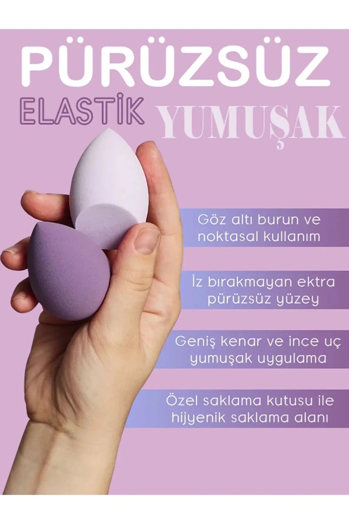 💜4 LÜ STANDLI MOR MAKYAJ SÜNGER SETİ - dibidip