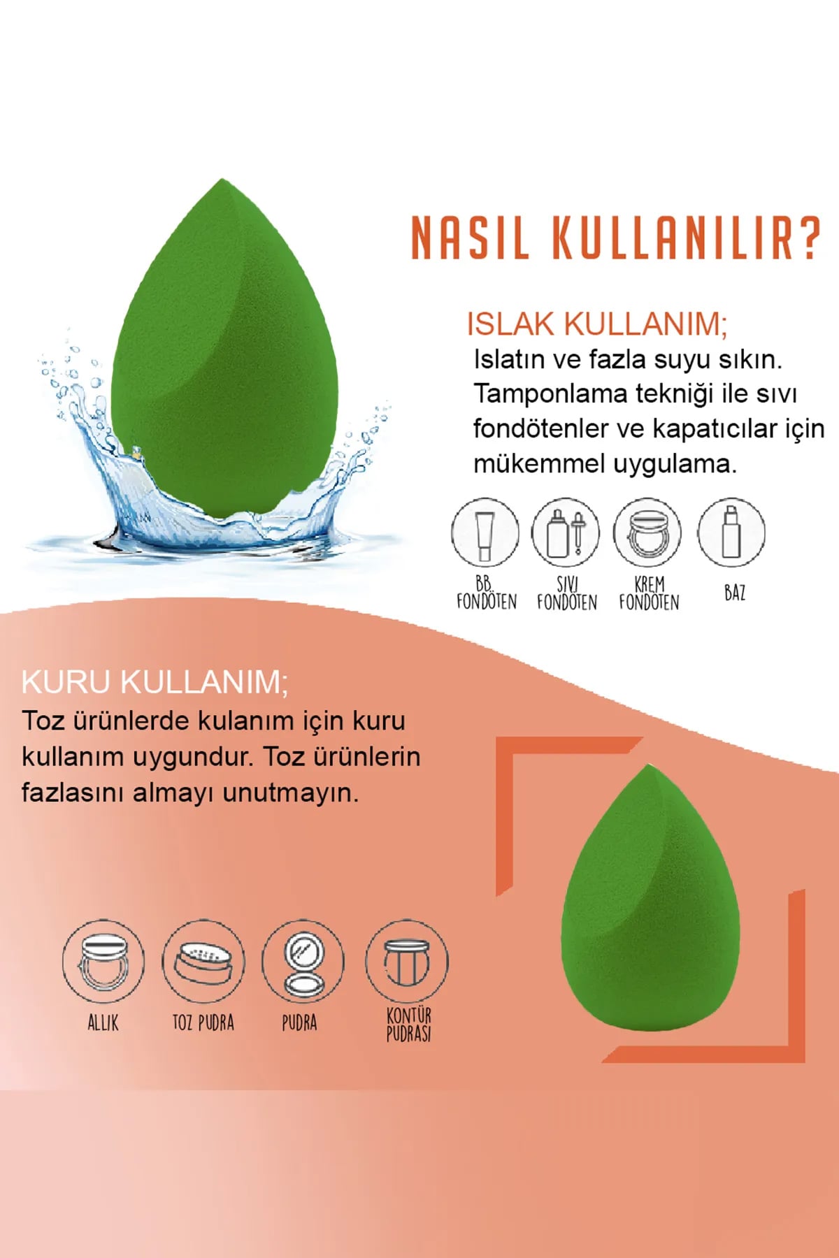 💚4 LÜ STANDLI YEŞİL MAKYAJ SÜNGER SETİ - dibidip