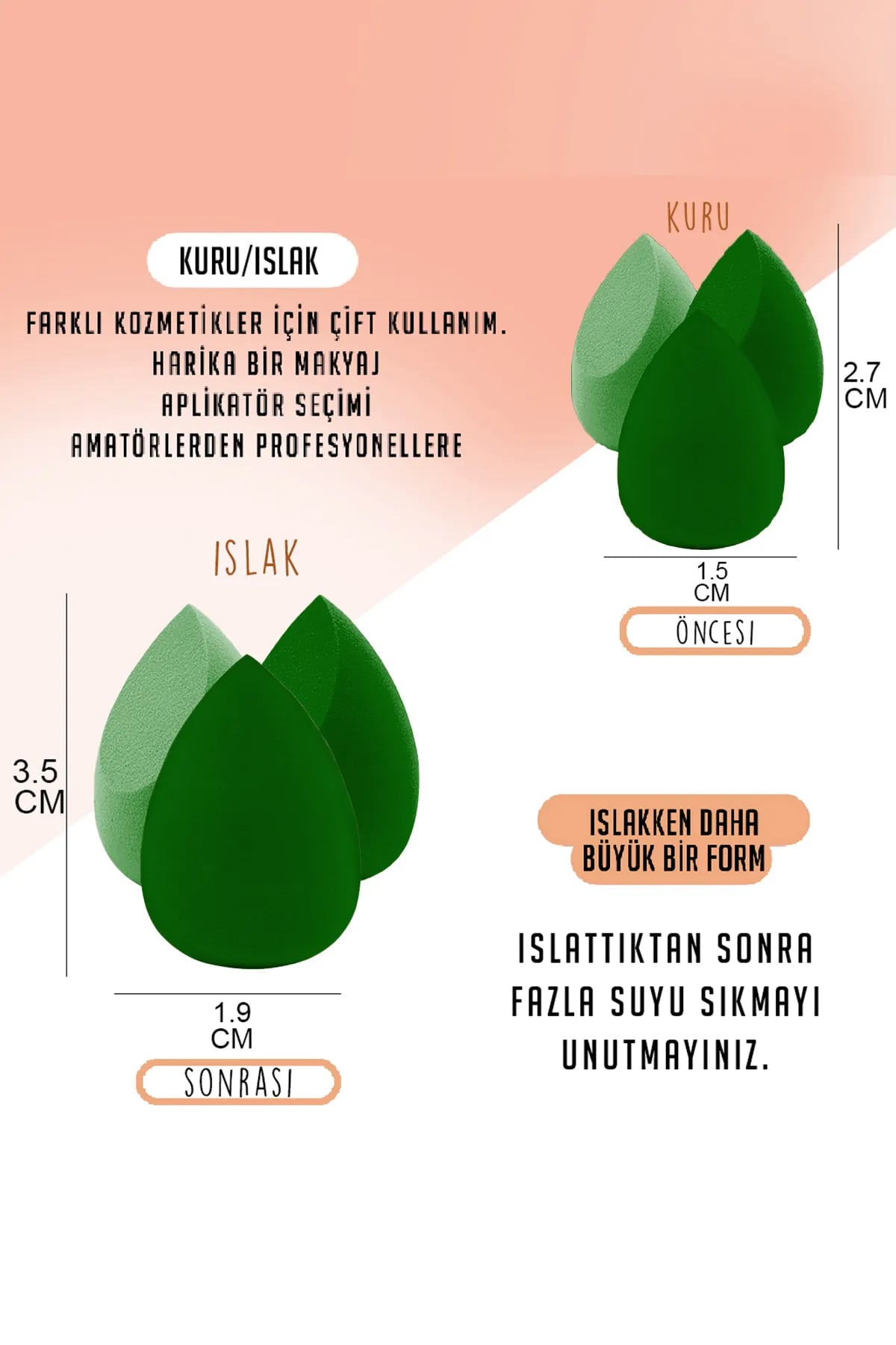 💚4 LÜ STANDLI YEŞİL MAKYAJ SÜNGER SETİ - dibidip