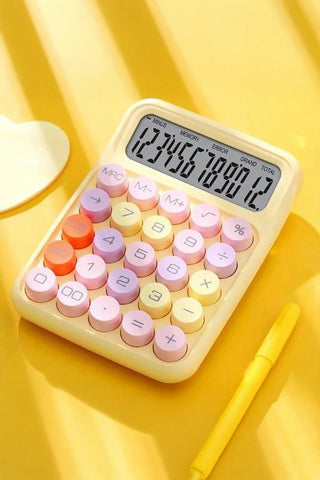 PİLLİ & GÜNEŞ ENERJİLİ DAKTİLO MODEL RENKLİ HESAP MAKİNESİ