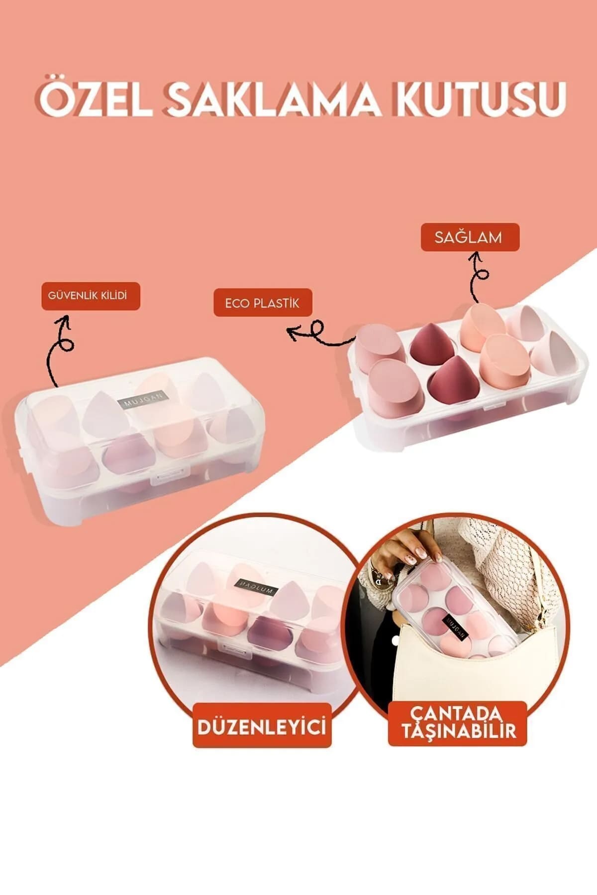 💖8 Lİ STANDLI PEMBE MAKYAJ SÜNGER SETİ - dibidip