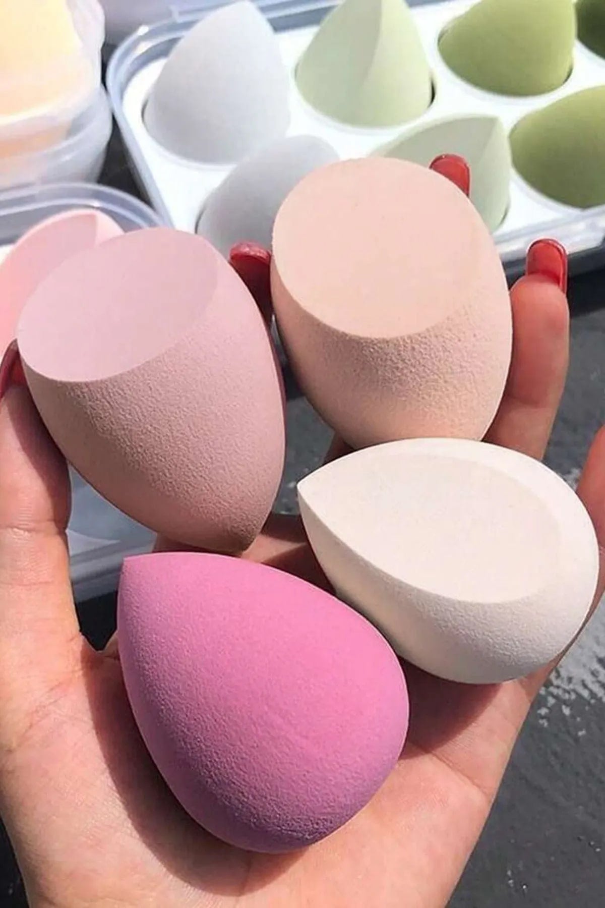 💖8 Lİ STANDLI PEMBE MAKYAJ SÜNGER SETİ - dibidip