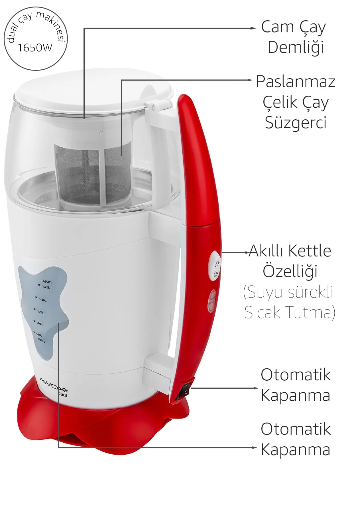 AWOX DUAL ELEKTRİKLİ ÇAY MAKİNESİ - dibidip