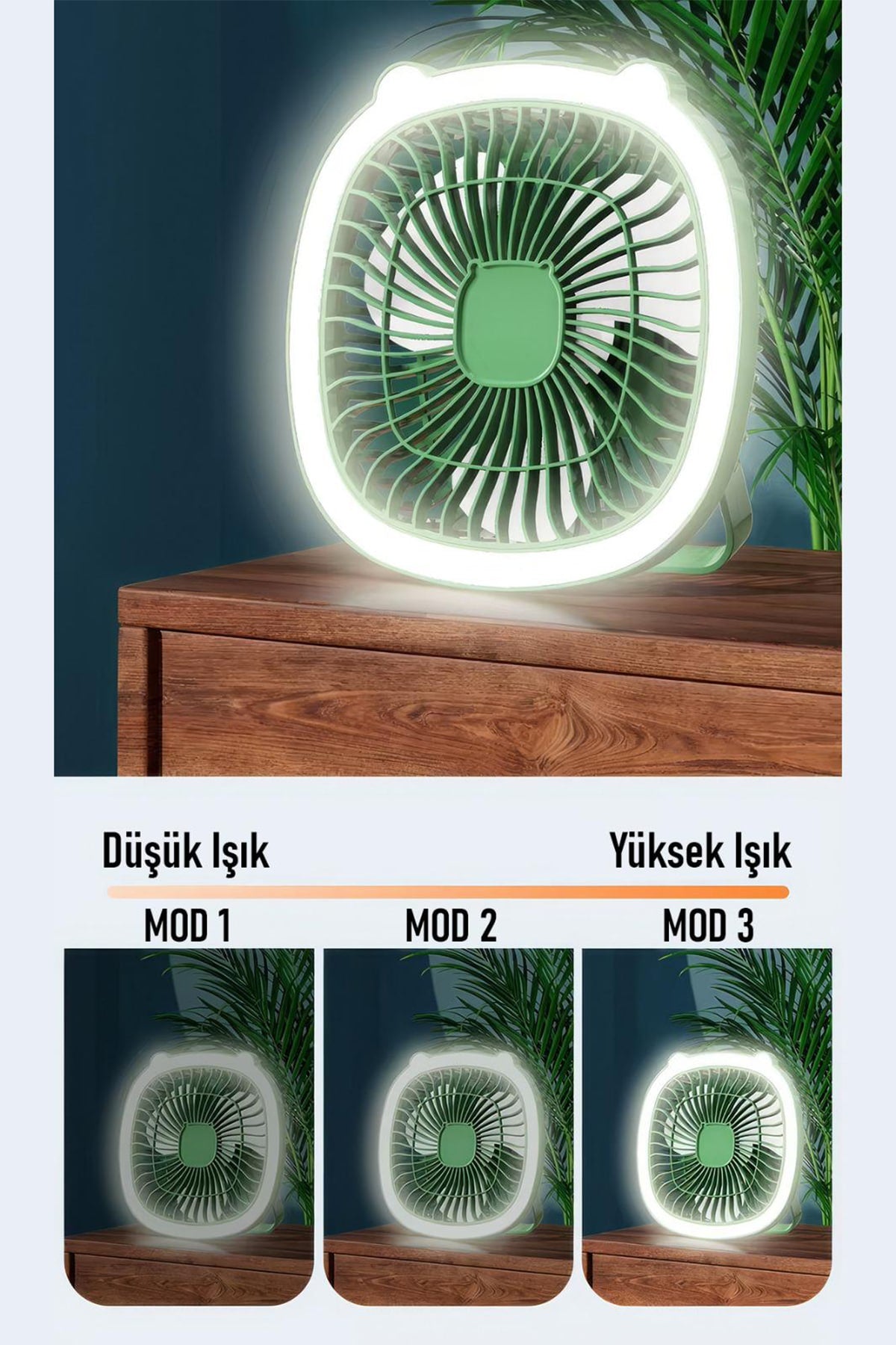 🌬️IŞIKLI MASAÜSTÜ FAN - dibidip