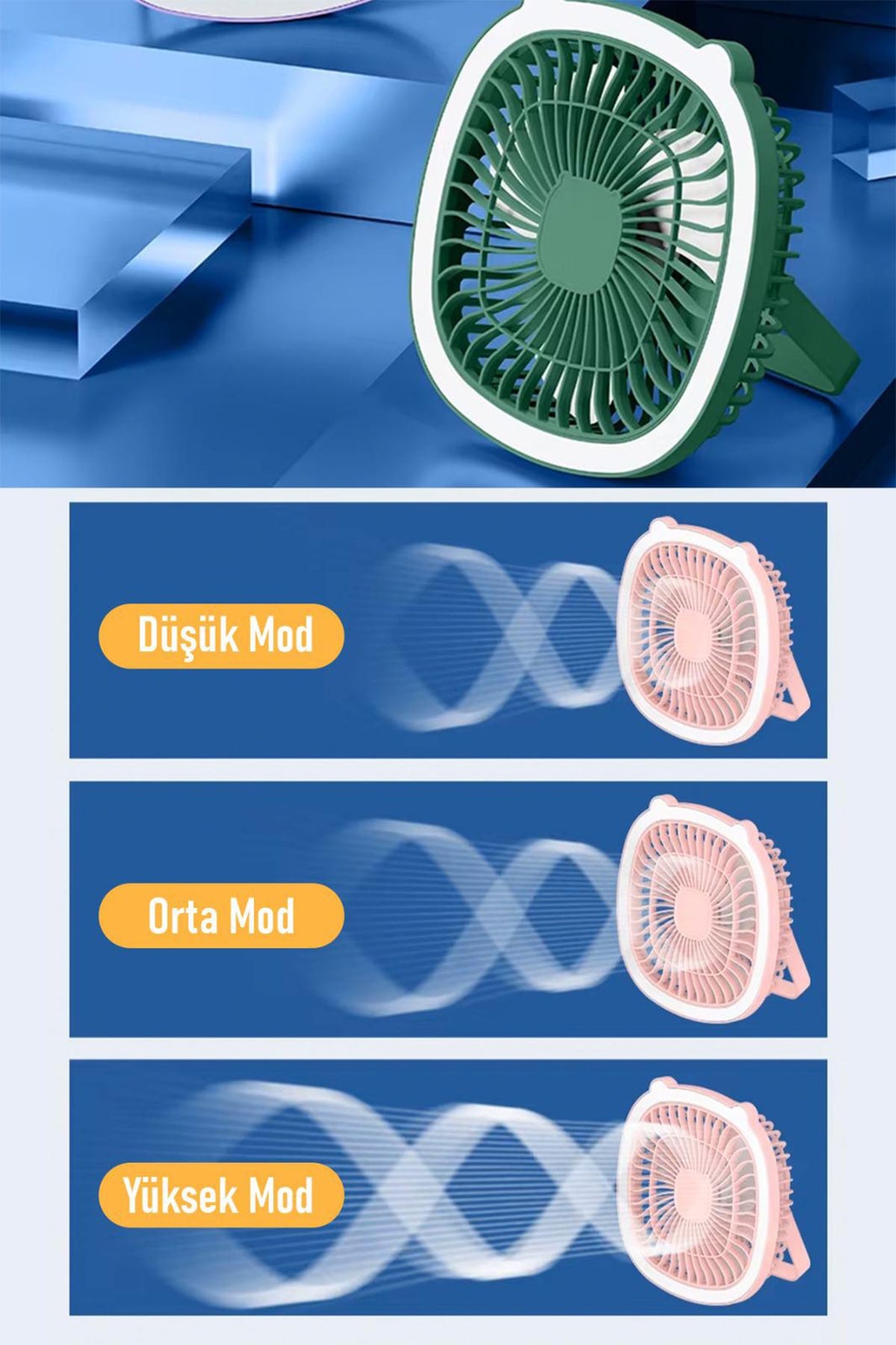 🌬️IŞIKLI MASAÜSTÜ FAN - dibidip