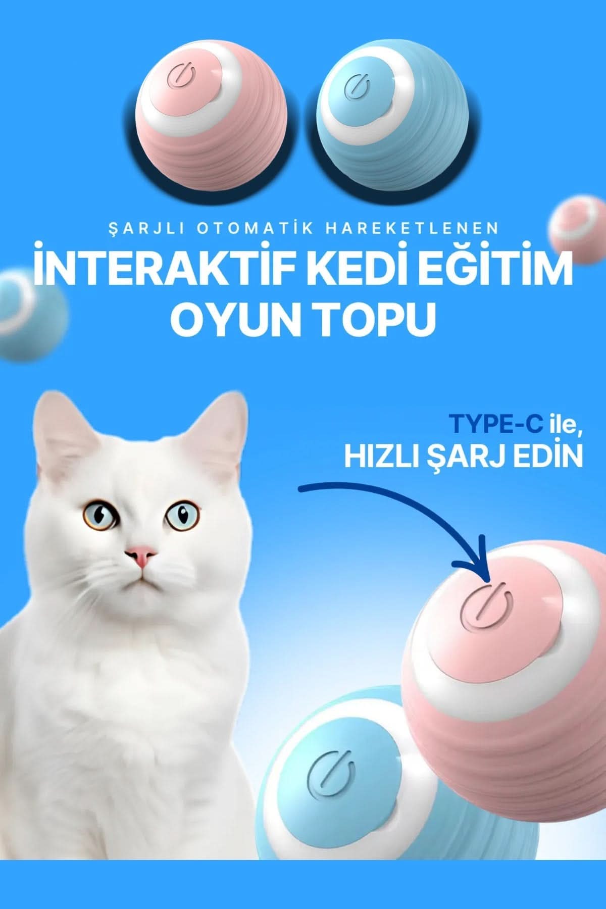 🐱HAREKETLİ KEDİ OYUN TOPU - dibidip