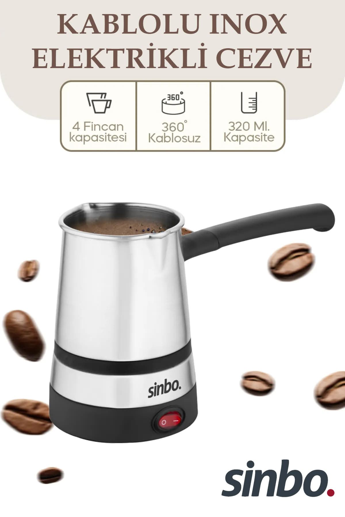 SİNBO SCM -2970 KABLOLU INOX ELEKTRİKLİ CEZVE - dibidip