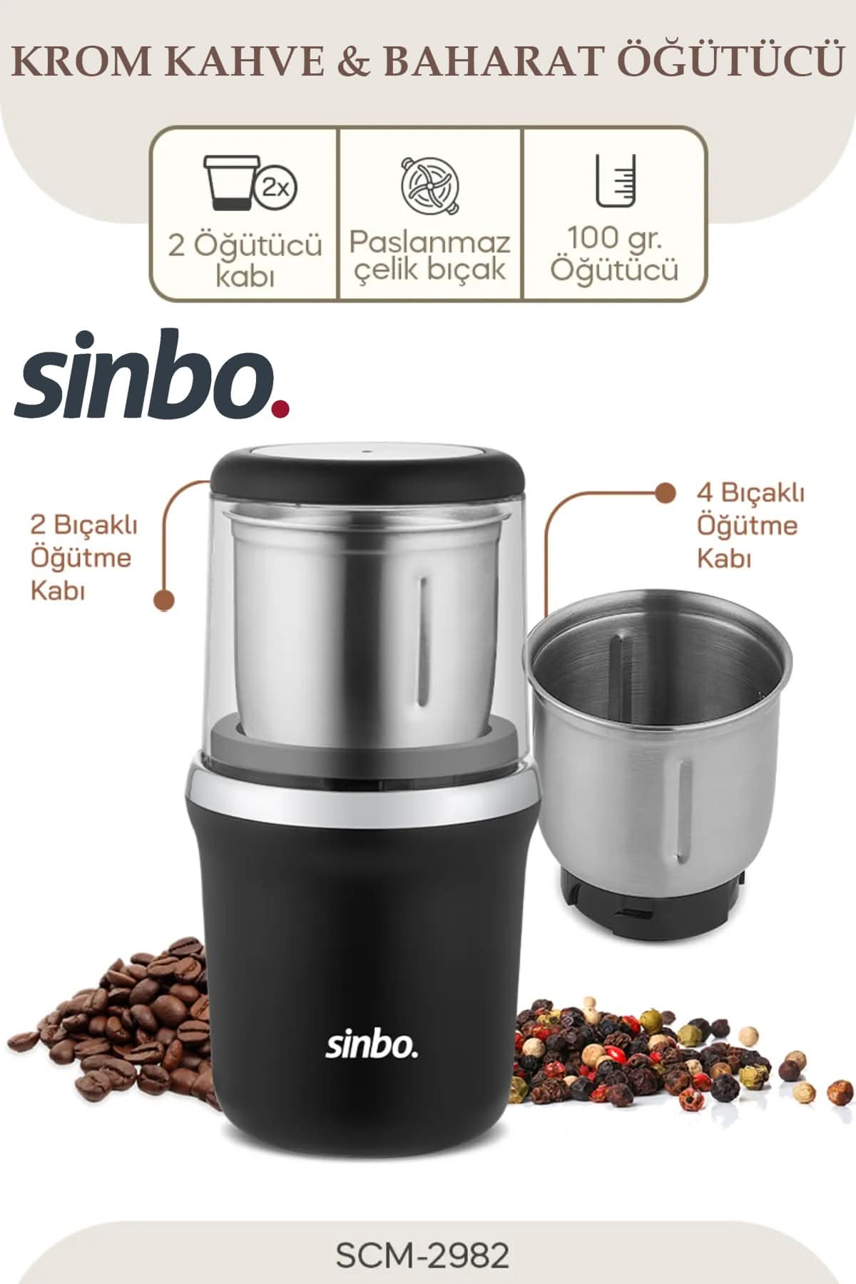 SİNBO SCM-2982 BAHARAT & KAHVE ÖĞÜTÜCÜ - dibidip