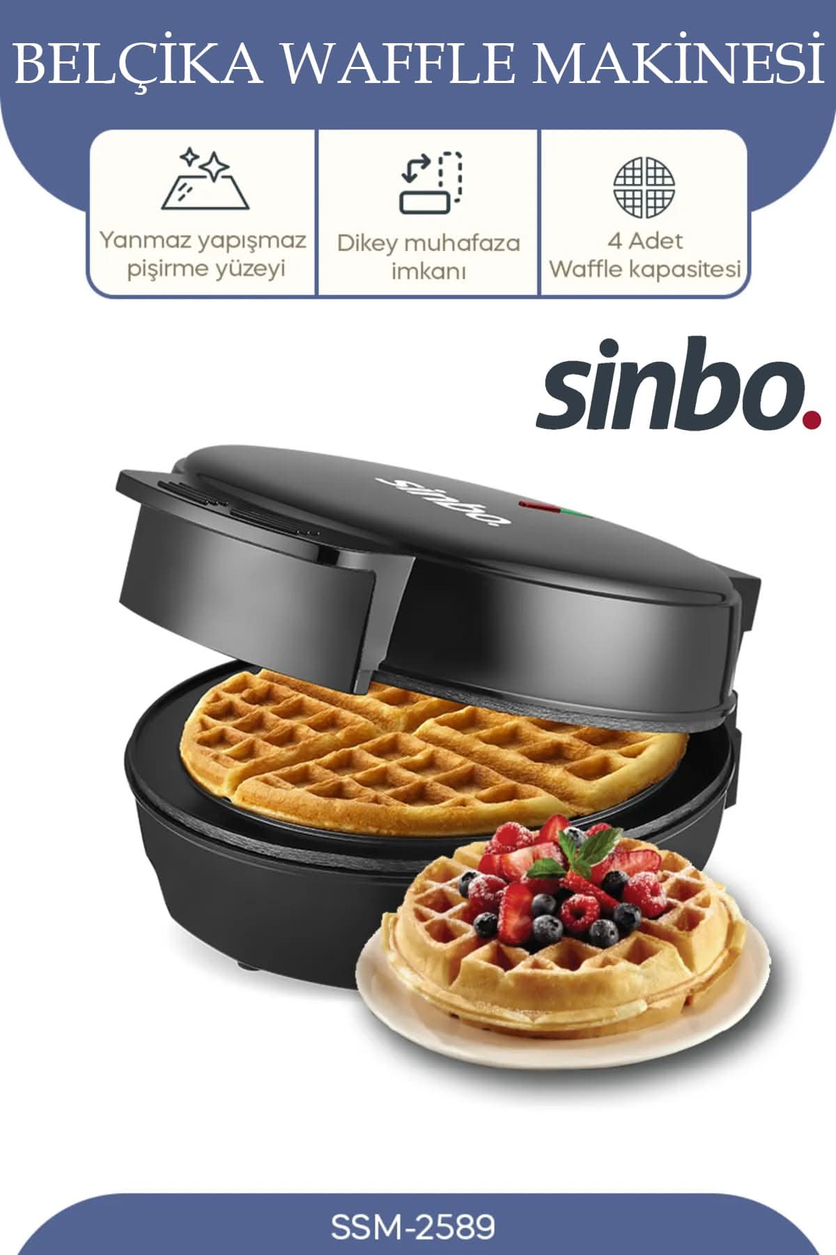 SİNBO SSM-2589 WAFFLE MAKİNESİ - dibidip