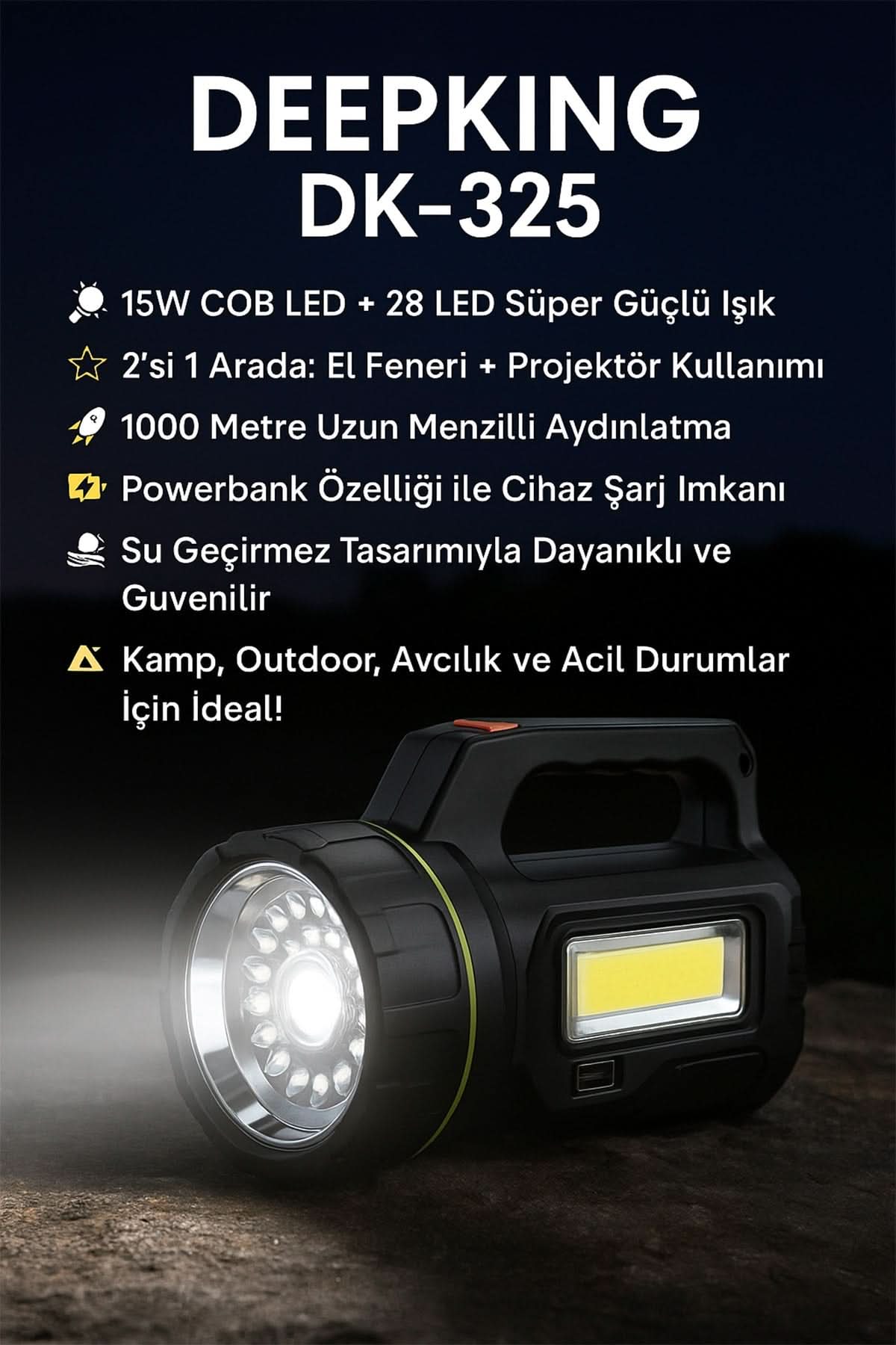 🔦DEEPKİNG ŞARJLI EL FENERİ - dibidip