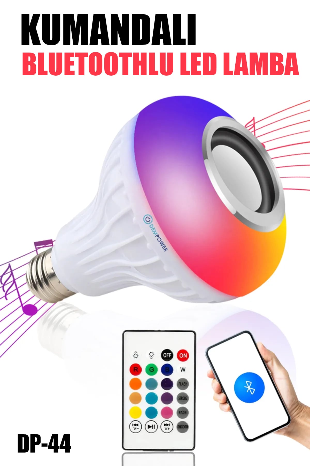 🎶KUMANDALI BLUETOOTHLU LED LAMBA - dibidip 