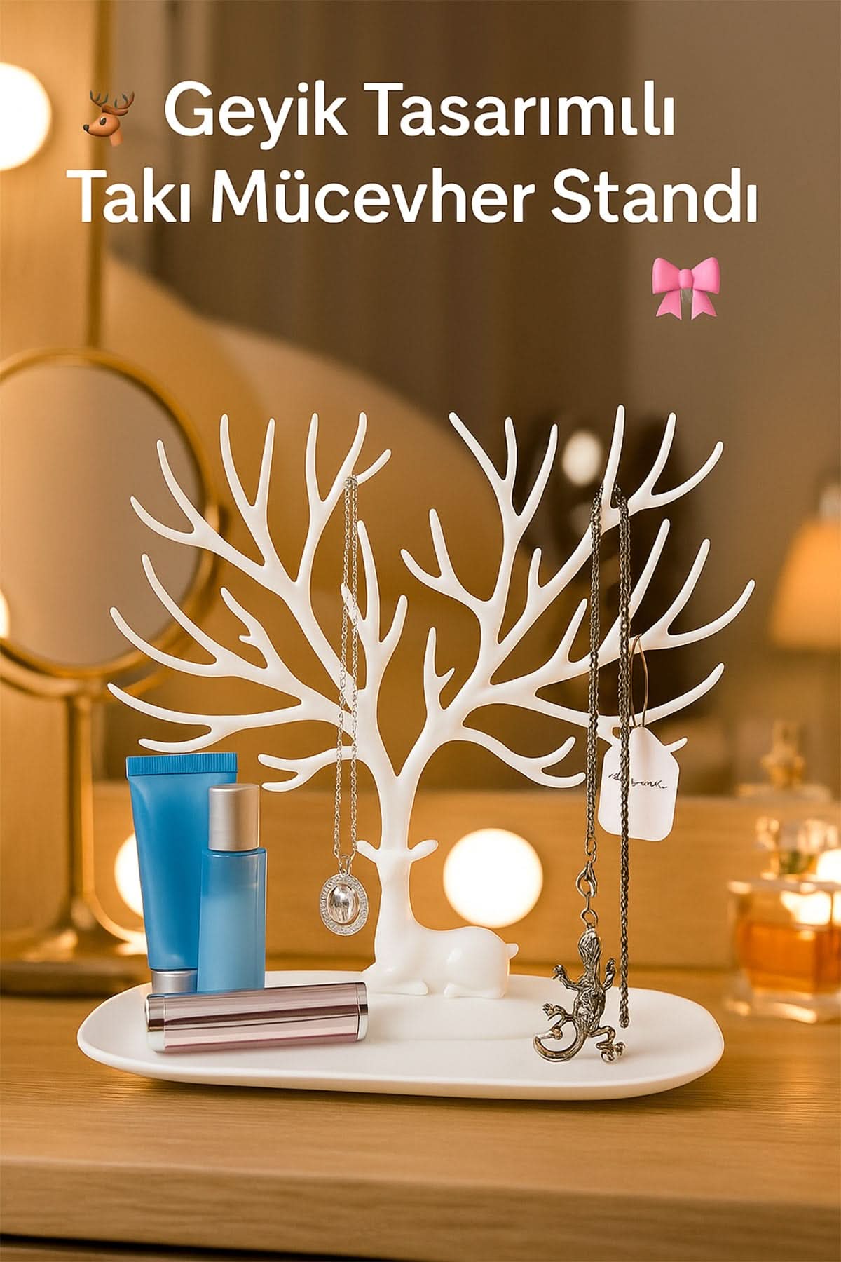 💍BEYAZ GEYİK TASARIMLI TAKI MÜCEVHER STANDI - dibidip