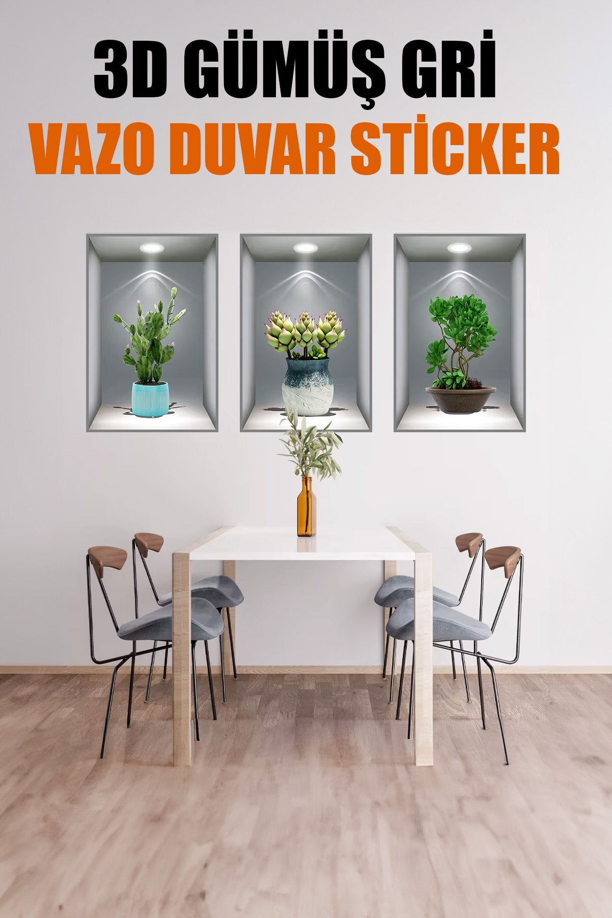 🪴3D VAZO DUVAR STİCKER - dibidip 
