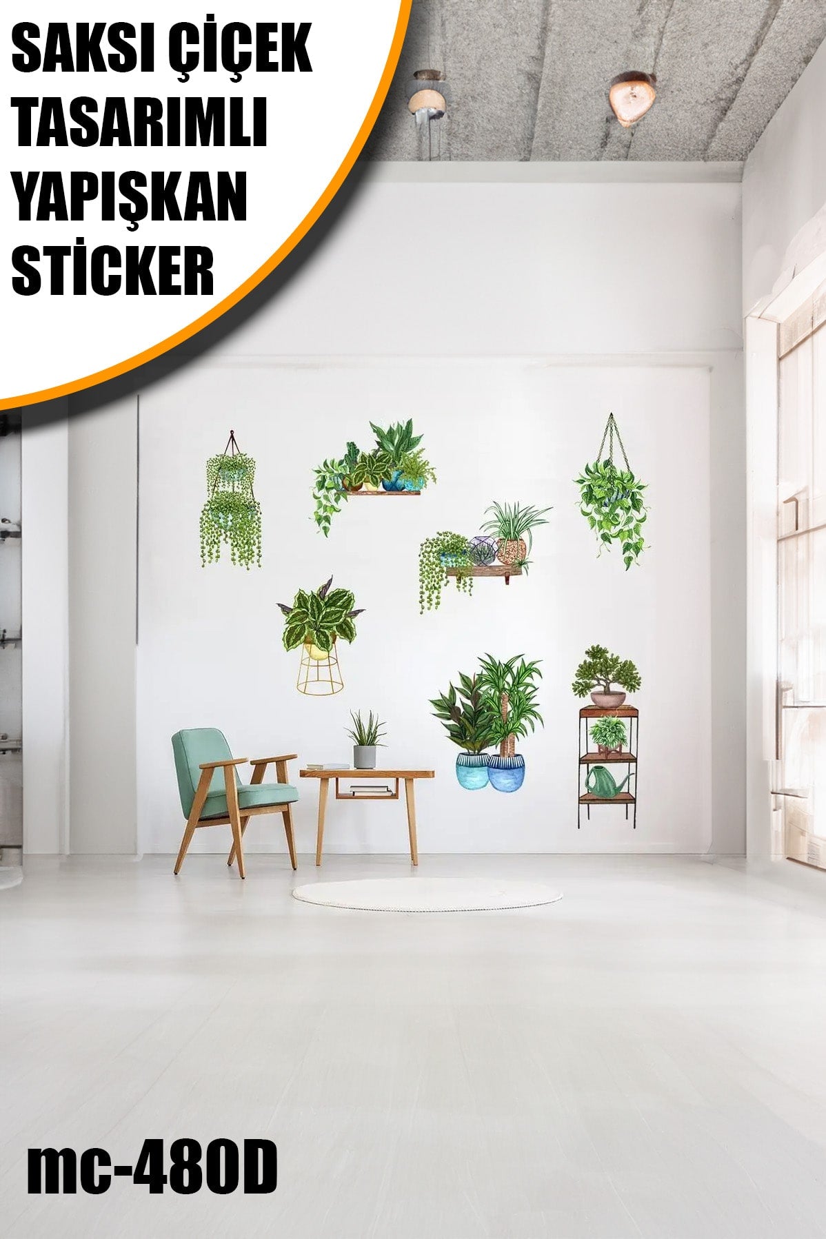 🌿SAKSI ÇİÇEKLİ TASARIMLI  YAPIŞKAN STİCKER - dibidip 