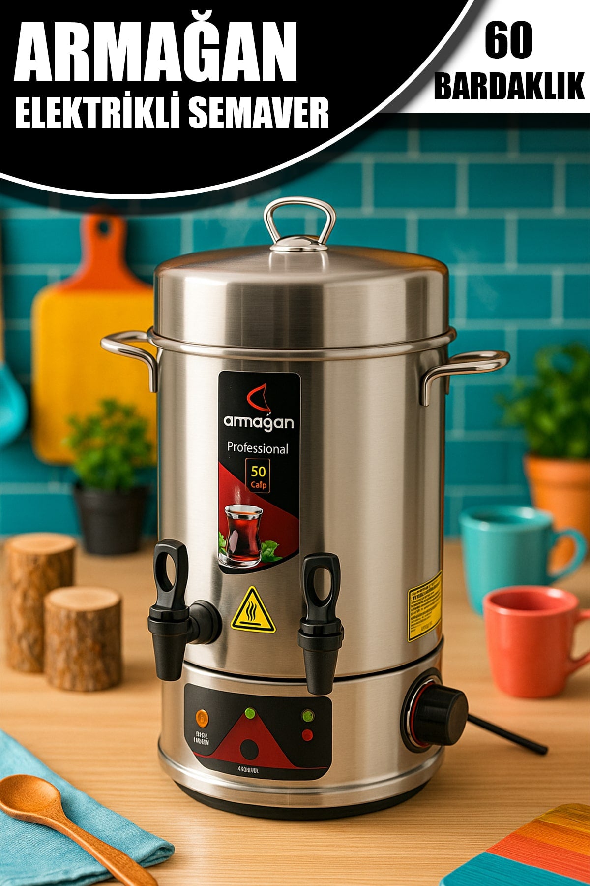 🥤ARMAĞAN 60 BARDAKLIK ELEKTRİKLİ SEMAVER - dibidip 