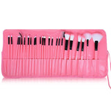 24 LÜ PEMBE RENKLİ DERİ ÇANTALI MAKYAJFIRÇA SETİ