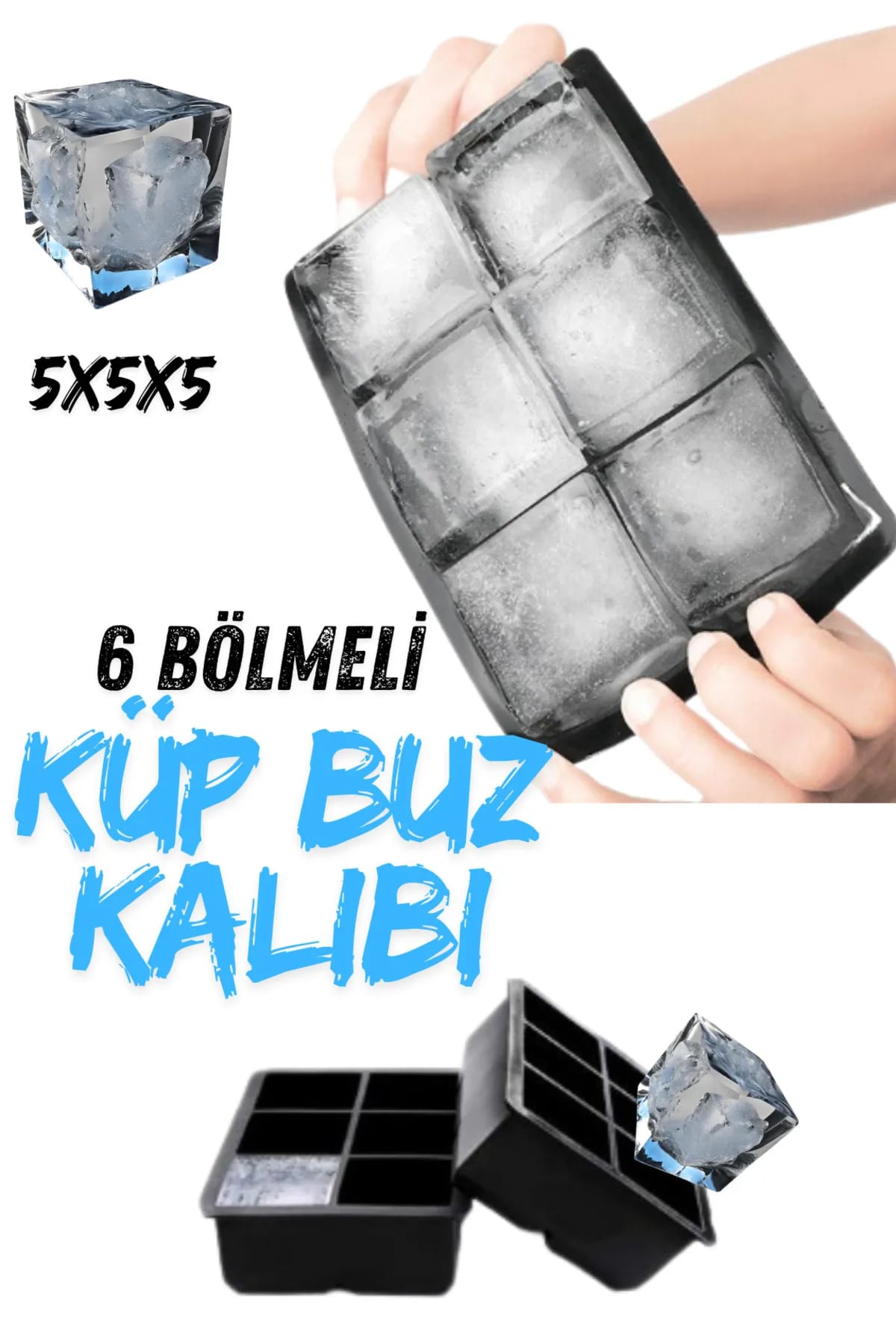 🧊6 BÖLMELİ KARE BUZ KALIBI - dibidip