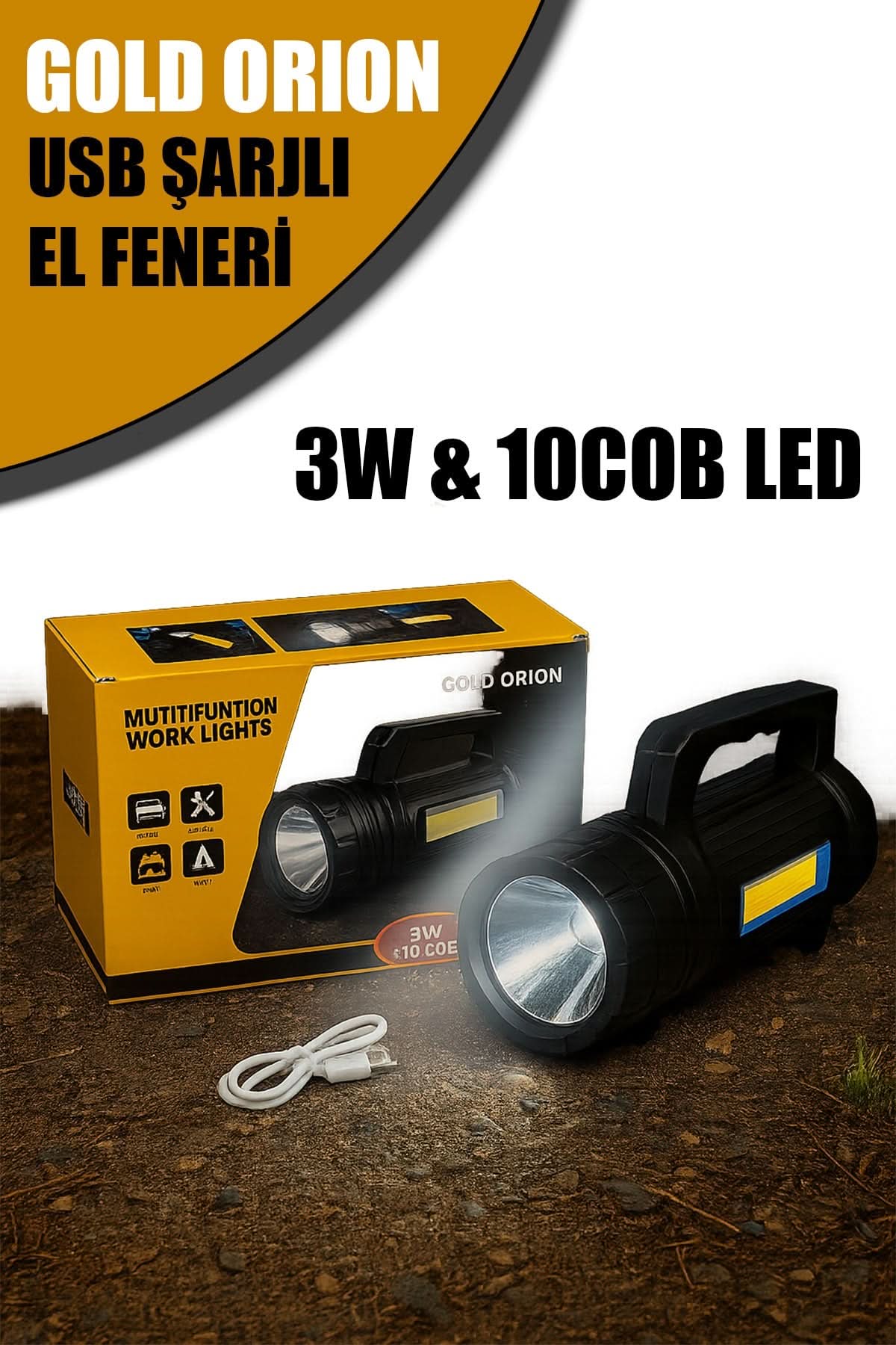 🔦GOLD ORİON ŞARJLI EL FENERİ - dibidip