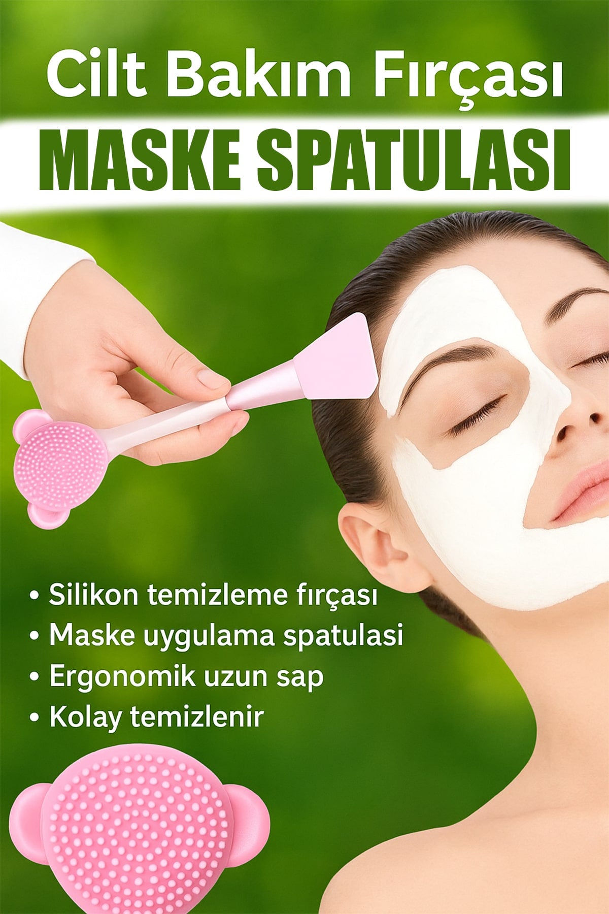🌸CİLT BAKIM FIRÇASI VE MASKE SPATULASI - dibidip