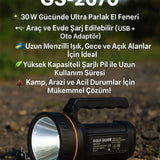 🔦GOLD SİLVER ADAPTÖR ŞARJLI EL FENERİ PROJEKTÖR - dibidip