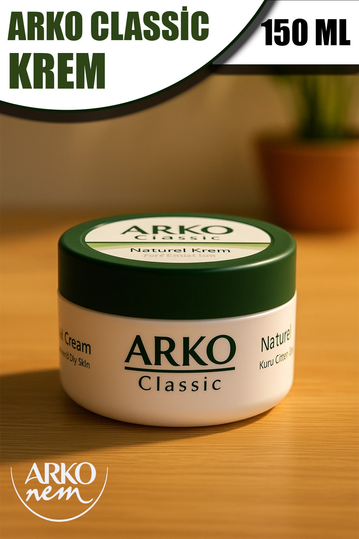 🌿ARKO CLASSIC NATURAL KREM – 150 ML - dibidip 