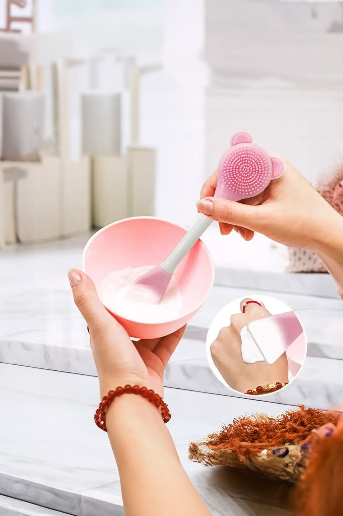 🌸CİLT BAKIM FIRÇASI VE MASKE SPATULASI - dibidip
