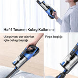 SİNBO SVC-8618 MAVİ MOTORLU DİKEY KABLOSUZ AYDINLATMALI SÜPÜRGE