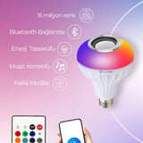 🎶KUMANDALI BLUETOOTHLU LED LAMBA - dibidip 