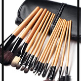 24 LÜ DERİ ÇANTA BAMBU RENKLİ MAKYAJ FIRÇA SETİ