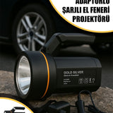 🔦GOLD SİLVER ADAPTÖR ŞARJLI EL FENERİ PROJEKTÖR - dibidip