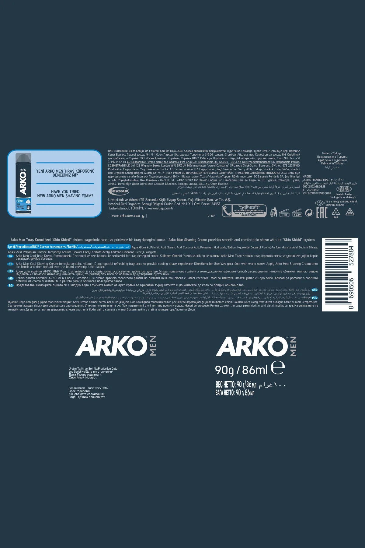 ARKO MEN COOL SERİNLETİCİ TIRAŞ KREMİ - dibidip 