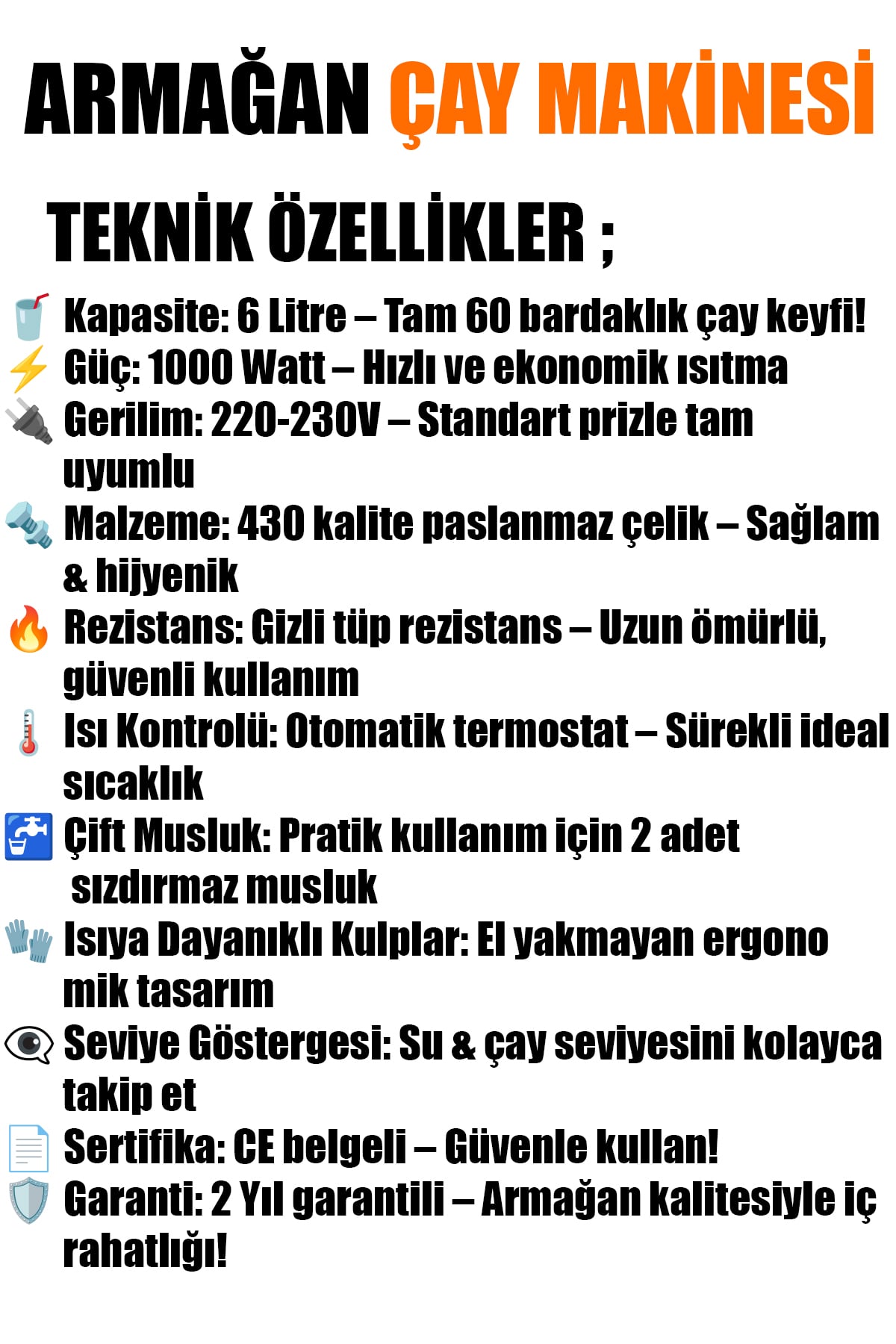 🥤ARMAĞAN 60 BARDAKLIK ELEKTRİKLİ SEMAVER - dibidip 