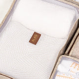 ALAS-07561 DERİLİ 6'LI BAVUL İÇİ SEYAHAT ÇANTASI BEJ - dibidip 