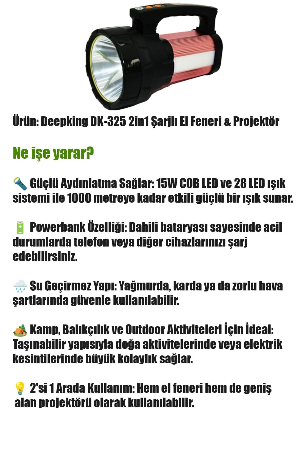 🔦DEEPKİNG ŞARJLI EL FENERİ - dibidip