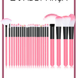 24 LÜ PEMBE RENKLİ DERİ ÇANTALI MAKYAJFIRÇA SETİ